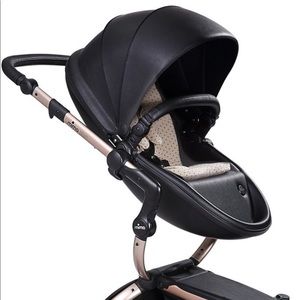 Mima stroller in black with sandy beige starter